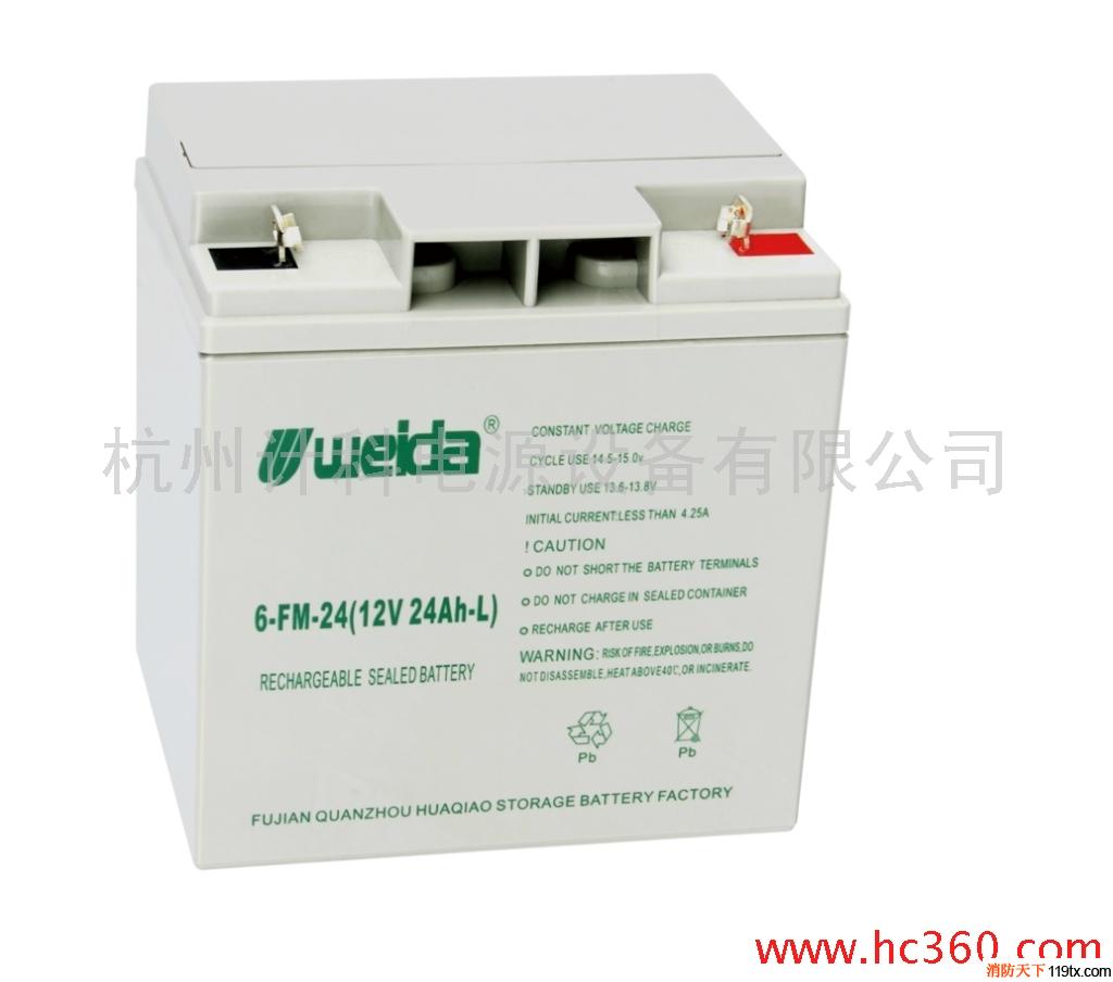 供應威達免維護蓄電池12V24AH 立式 消防聯動報警主機用蓄電池